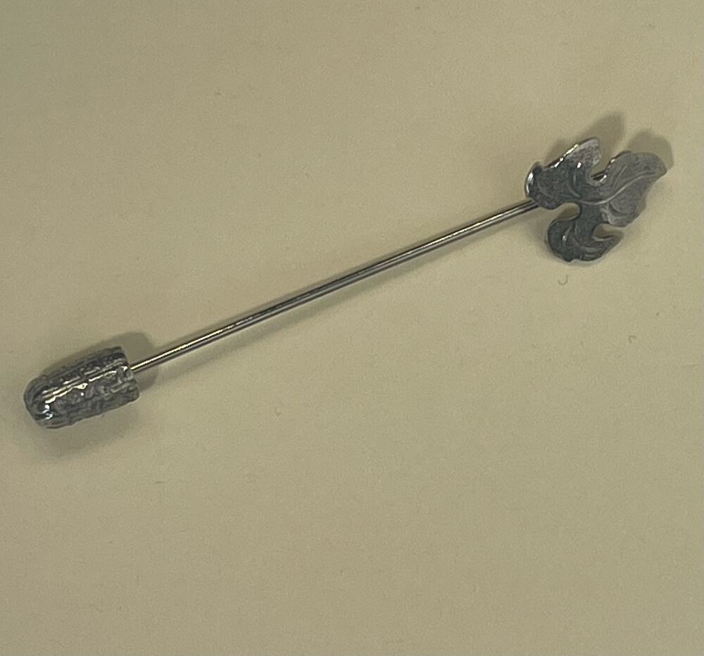 Vintage Silver Tone Leaf Lapel Pin 2.5 Inch